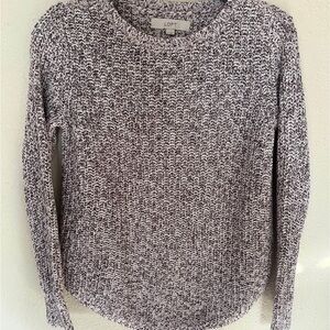 LOFT Cream and Brown Knit Sweater